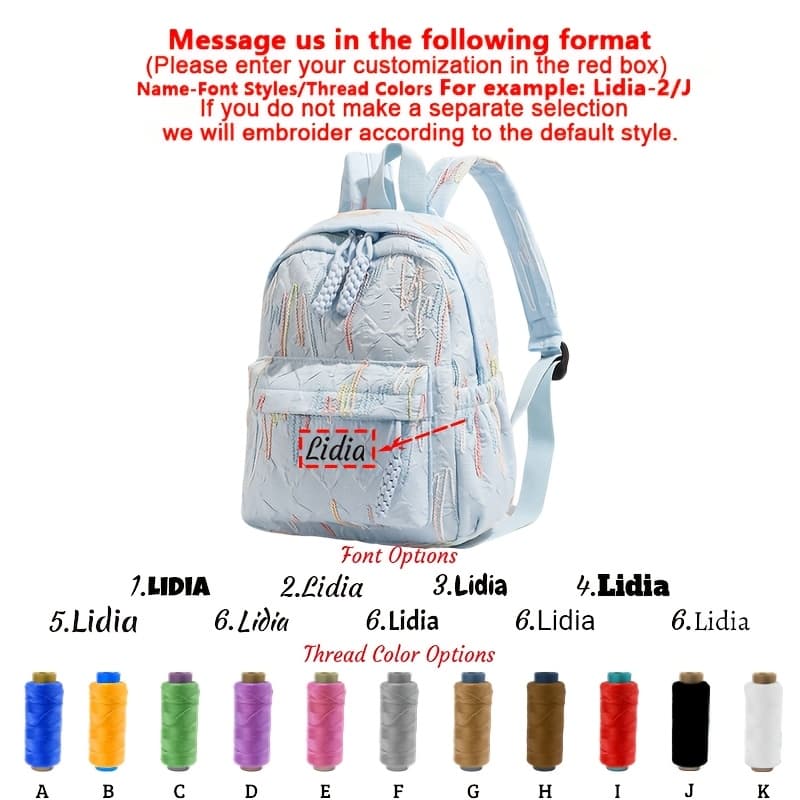 TEMU Personalized Custom Niche Bubble Quilted Cute Versatile School Bag, Lightweight Compact Outdoor Backpack, College Students & Moms