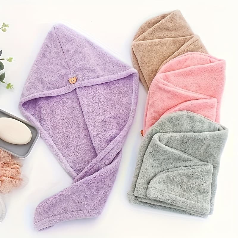 TEMU 1pc Of Solid Color Hair Towel Ultra-simple Microfiber Absorbent Hair Towel Quick Drying Hair For Random Color-1pc