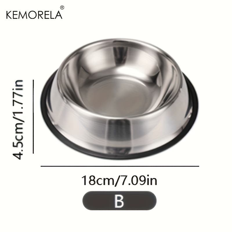 TEMU Stainless Steel Pet Bowls, Anti-slip Rubber Rings, Pet Food Bowls, Cat Bowls, Dog Bowls, Drinking , Pet Supplies, Suitable For Pets Of Different Sizes