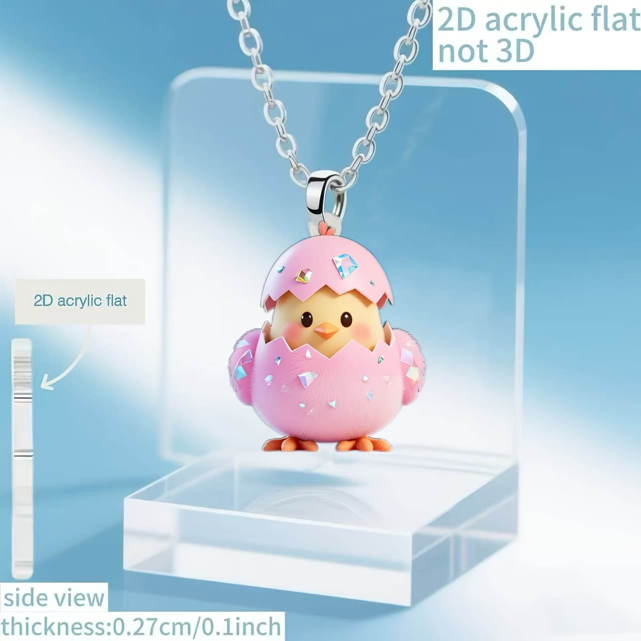 TEMU 2d Flat - 1pc Of Cute , A New Acrylic Women's Necklace, A Trendy Sweater Chain Pendant, For Birthday Parties