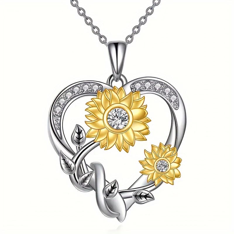 TEMU Suitable For Women Fashion Sunflower Love Pendant Necklace For Wife Mother Friend Girl Birthday Gift Anniversary Gift Holiday Party Gift