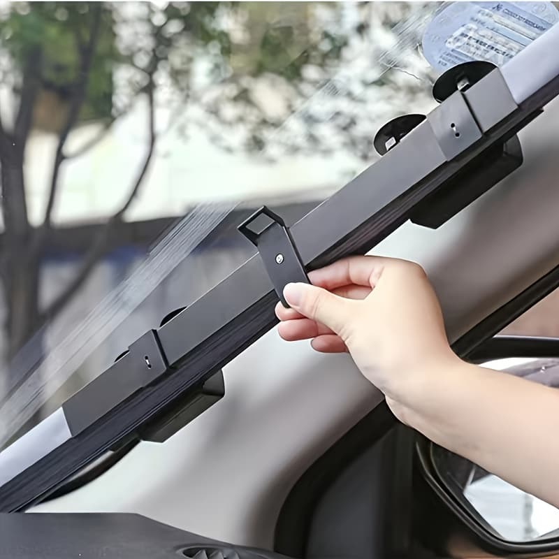 TEMU Automatic Retractable Windshield Sunshade With Uv Protection Function, Adjustable Sunshade And Insulation Effect, Made Of Aluminum Material, Suitable For Vehicle Windshields