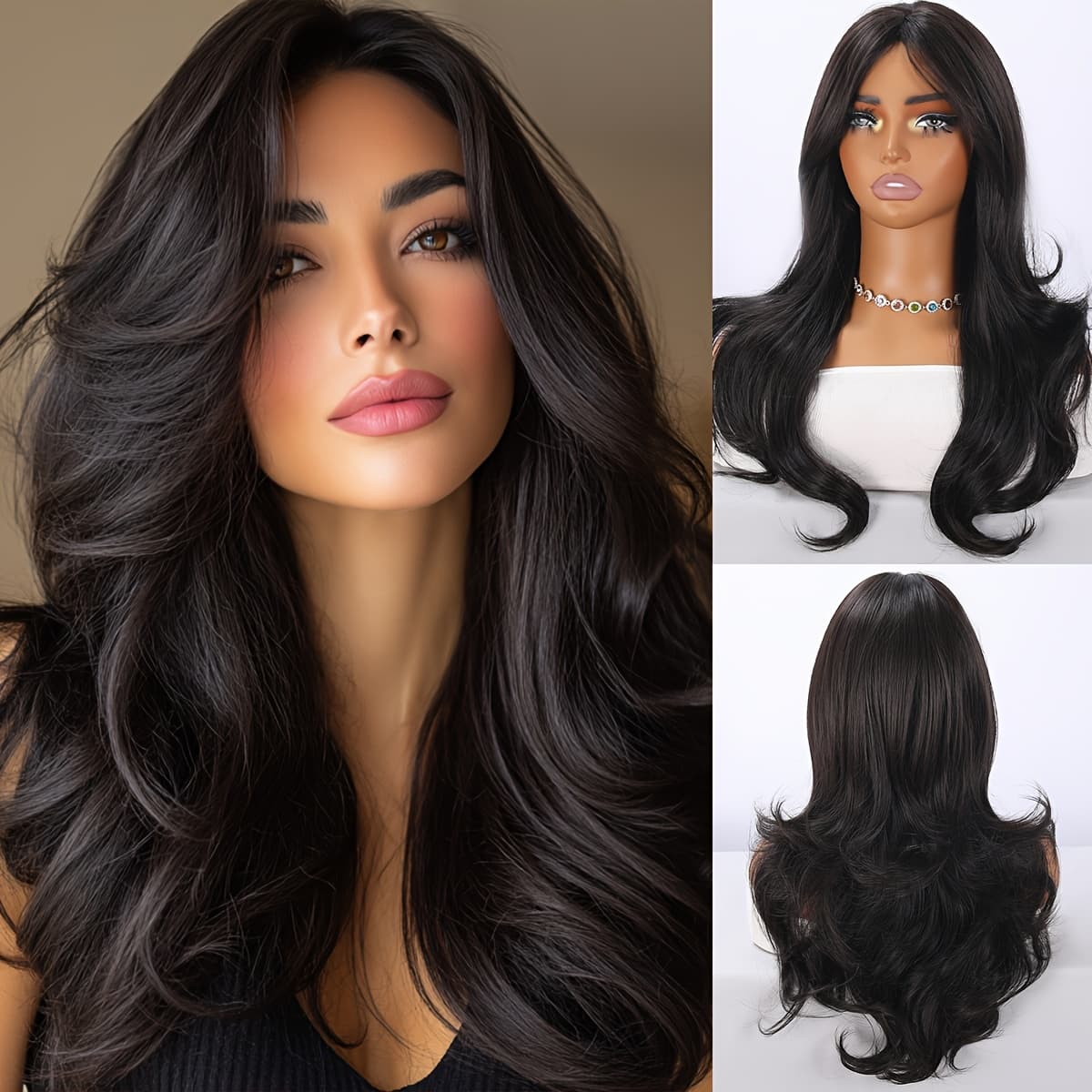 TEMU A High-quality Dark Brown Curly Wig For Women, Made From Synthetic Fibers, Featuring A Matte High-temperature Rose Mesh , Breathable And Suitable For Halloween Parties And Everyday Wear