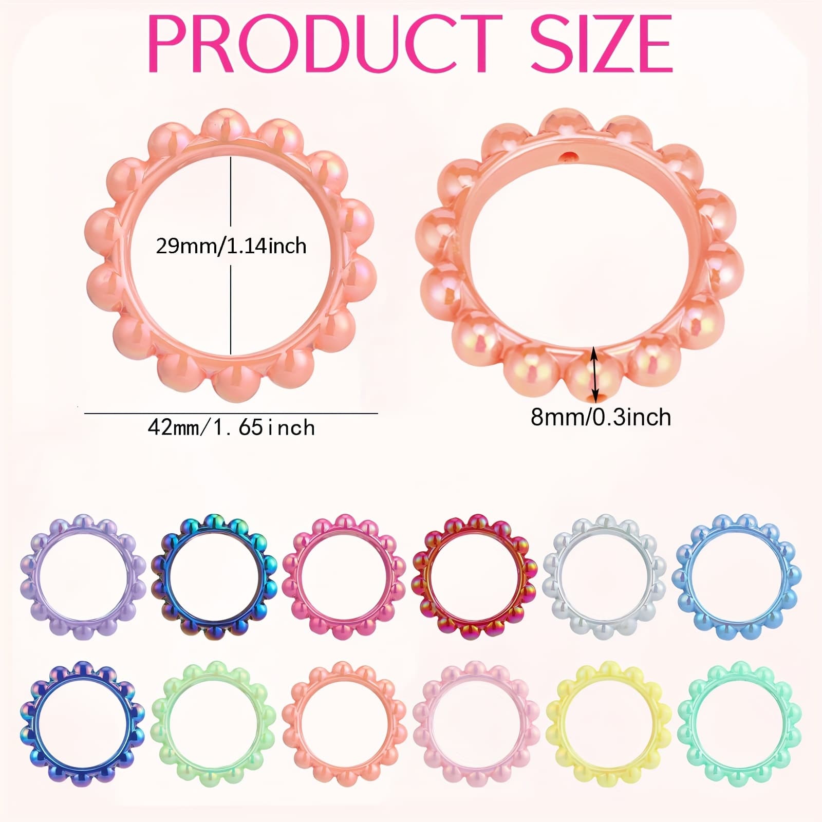 TEMU 20pcs 42mm Round Acrylic Focal Frame Circle Loop With 2 Holes For Diy Beaded Pen Keychain Focal Bead Loop For Pen Jewelry Making Bracelet Car Necklace Craft Hanging Ornament