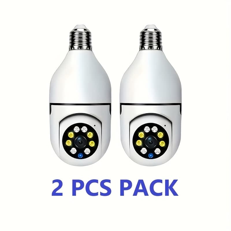 TEMU 2pcs Wifi Light Bulb Security Cameras, 360° Panoramic View, 1080p Night Vision, Indoor Use With Motion Detection Alerts, Talk Via , Protect Your Home