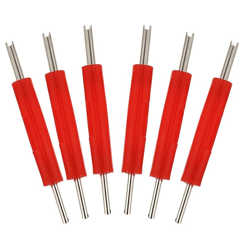 TEMU Double-headed Red 6pcss For, 6pcs Dual Valve Core Removal Kit - Durable Aluminum Alloy Tire Repair Tool With For Car Maintenance