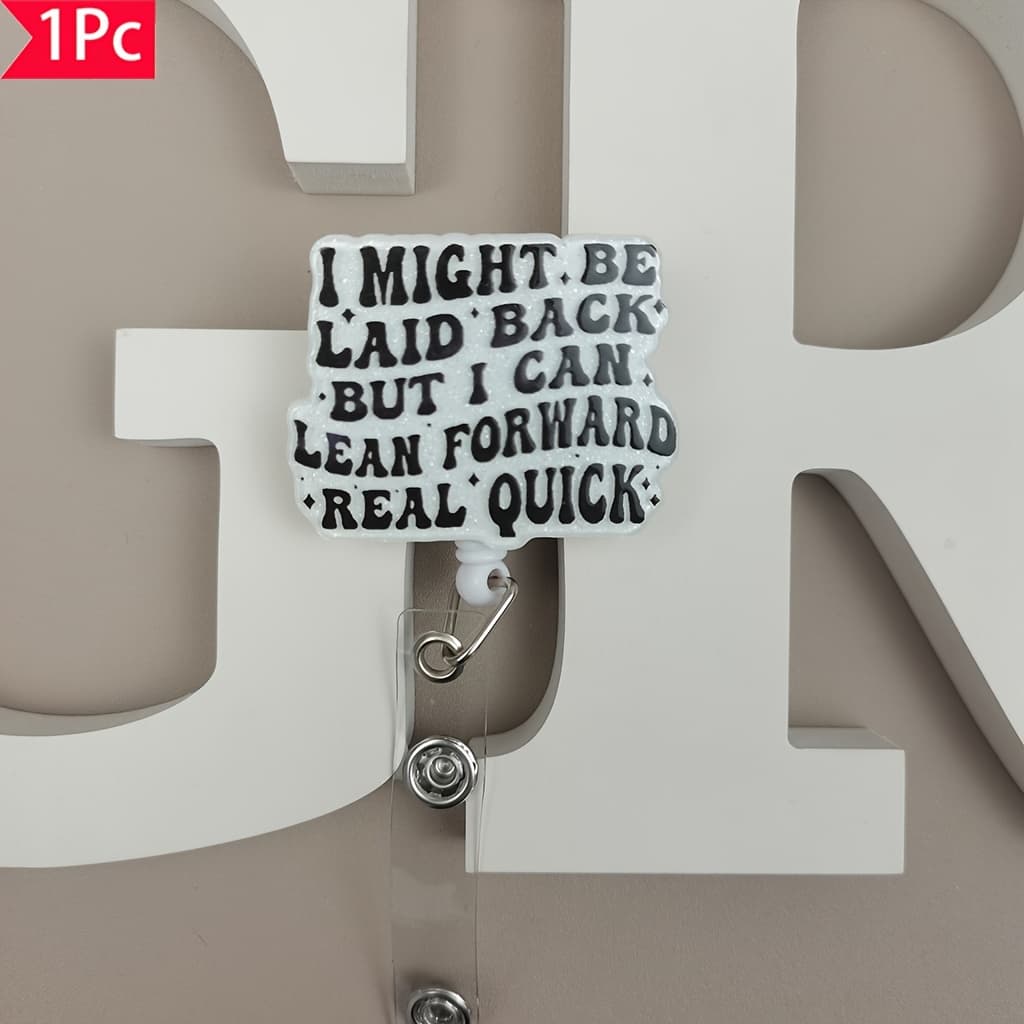 TEMU 1pc Humorous Slogan Retractable - Glittering Black & , For Nurses, Doctors, Office Workers & Festive Occasions