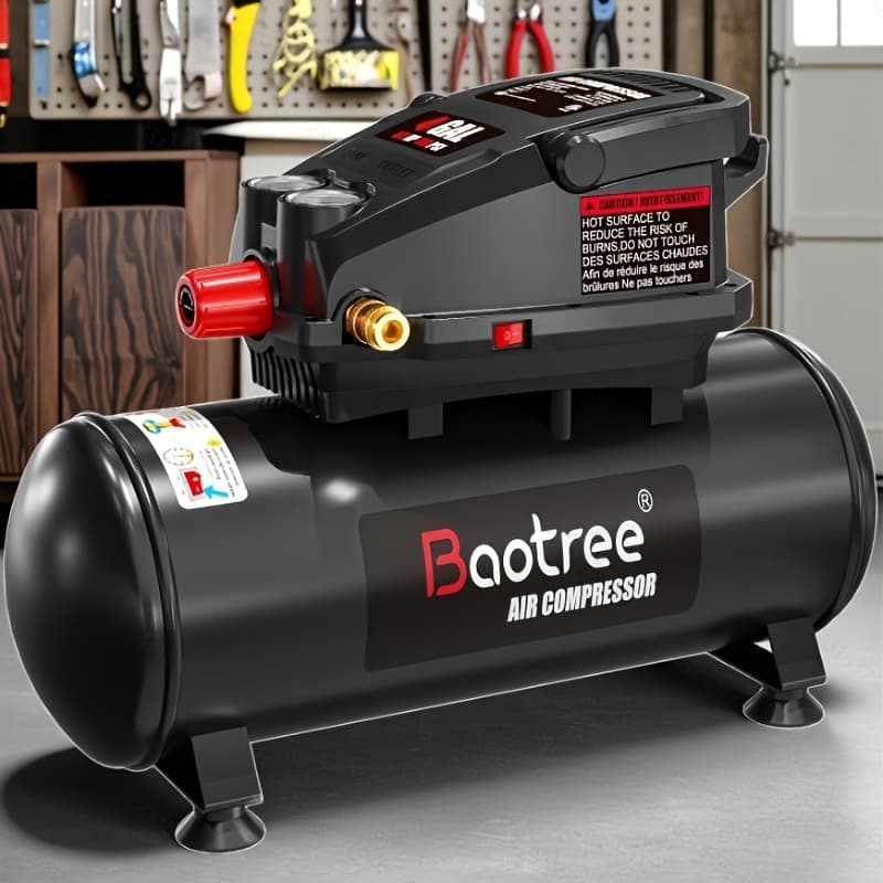 TEMU 4 Gallon Portable Air Compressor, Max 110 Psi Oil-free Tank With 0.5 Motor (0.6 @90 Psi / 1.0 @40 Psi) – Ideal For Car Repair, Spray Painting & Woodworking