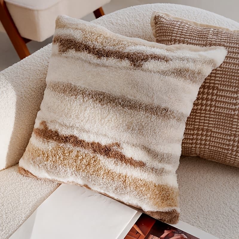 TEMU 1pc, Advanced Retro Coffee Color Quicksand Pillow Case, Cream Wind Living Room Bedroom Pillow Cover
