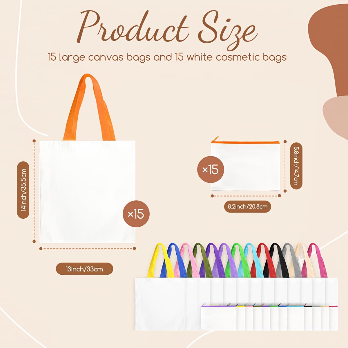 TEMU 30 Pack Sublimation Blanks Canvas Tote Bag, Reusable Grocery Bags Diy Heat Transfer Canvas Bags, Makeup Shopping Bags With Colorful For Diy, Advertising, Birthday, Halloween, Christmas Craft Bags