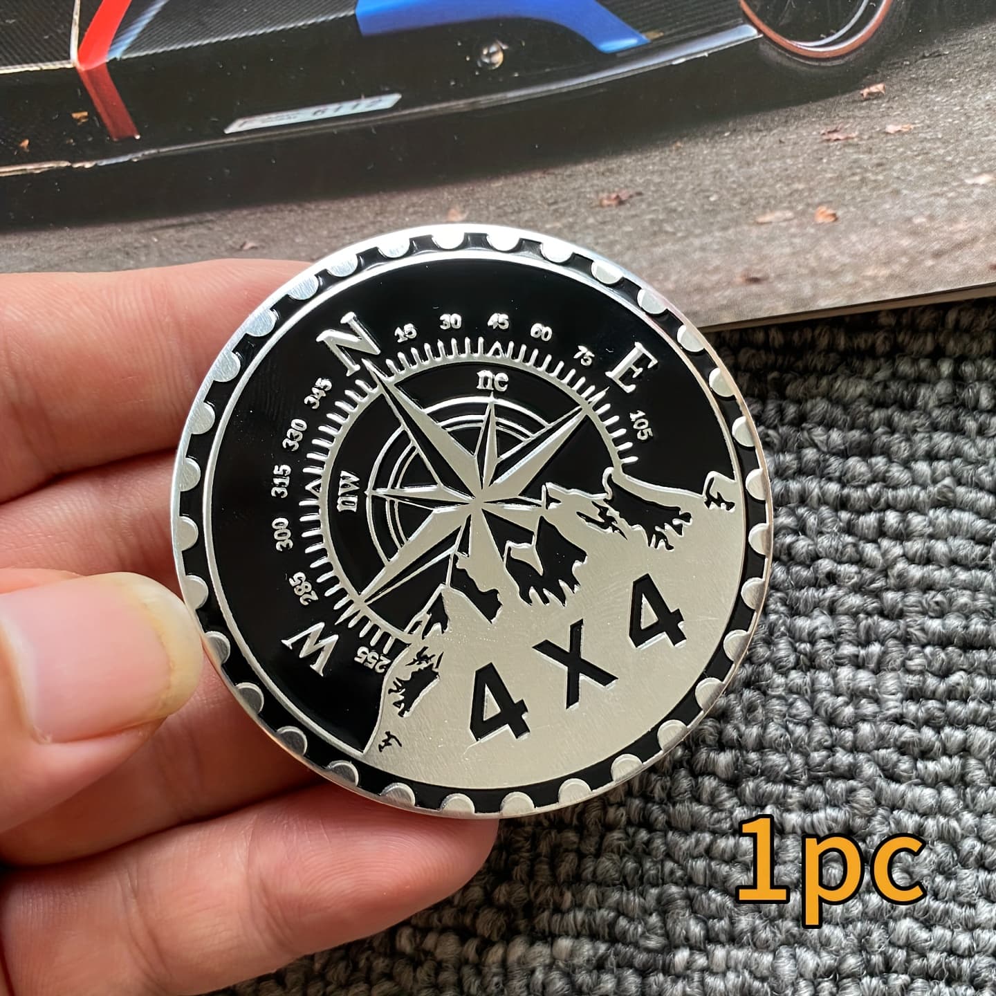 TEMU 1pc Car Metal Compass Emblem - Round Metal Compass Design Badge, Perfect For Off-road And Adventure Enthusiasts, Adventure Logo | 4x4 | Motorcycle Car Decoration Supplies