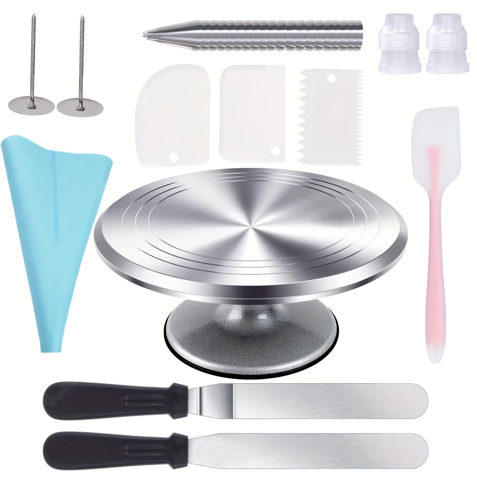 TEMU Baking Experience With An Aluminum Cake Turntable, With Multifunctional Tools For Easy Creative Cake Design, All Baking Enthusiasts!