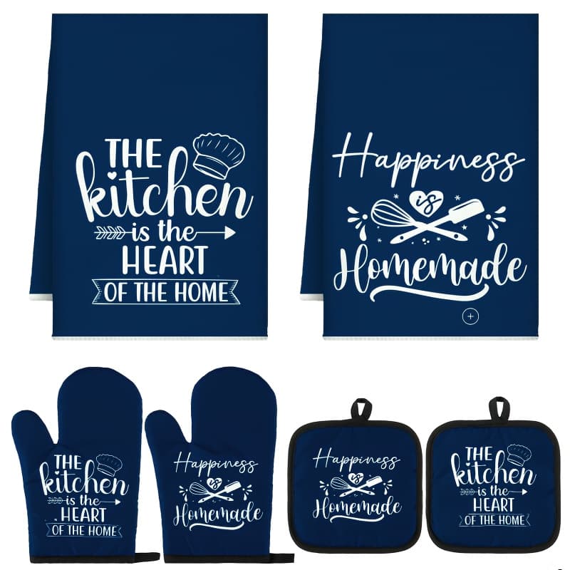 TEMU 6pcs Kitchen Decor Accessories Set Farmhouse Towels Oven Mitts Set 2 Dish Towels 2 2 Cooking Mittens Oven Glove For Baking Cooking Supply(blue, Kitchen)