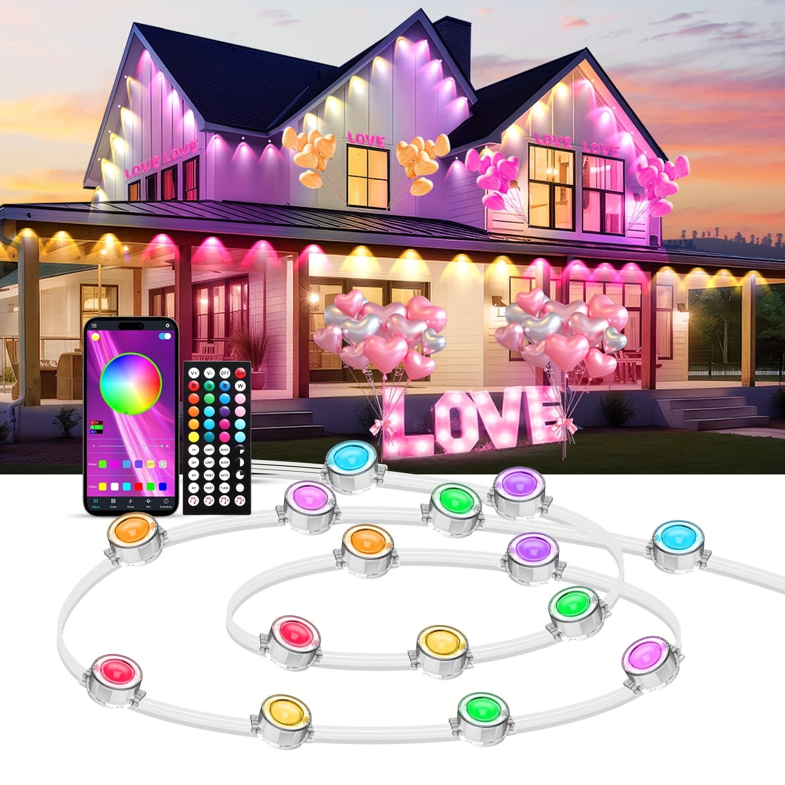 TEMU 100ft/200ft/300ft/500ft Lights For House, Smart Rgb Outside Lights, Lighting For Christmas Decorations