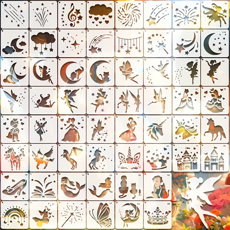 TEMU 60 Plastic Tattoo Templates, 2.99x2.99 Inches, Artistic Happiness, Cute Animal Templates, Paper Tools, Paper Painting Templates And Additions