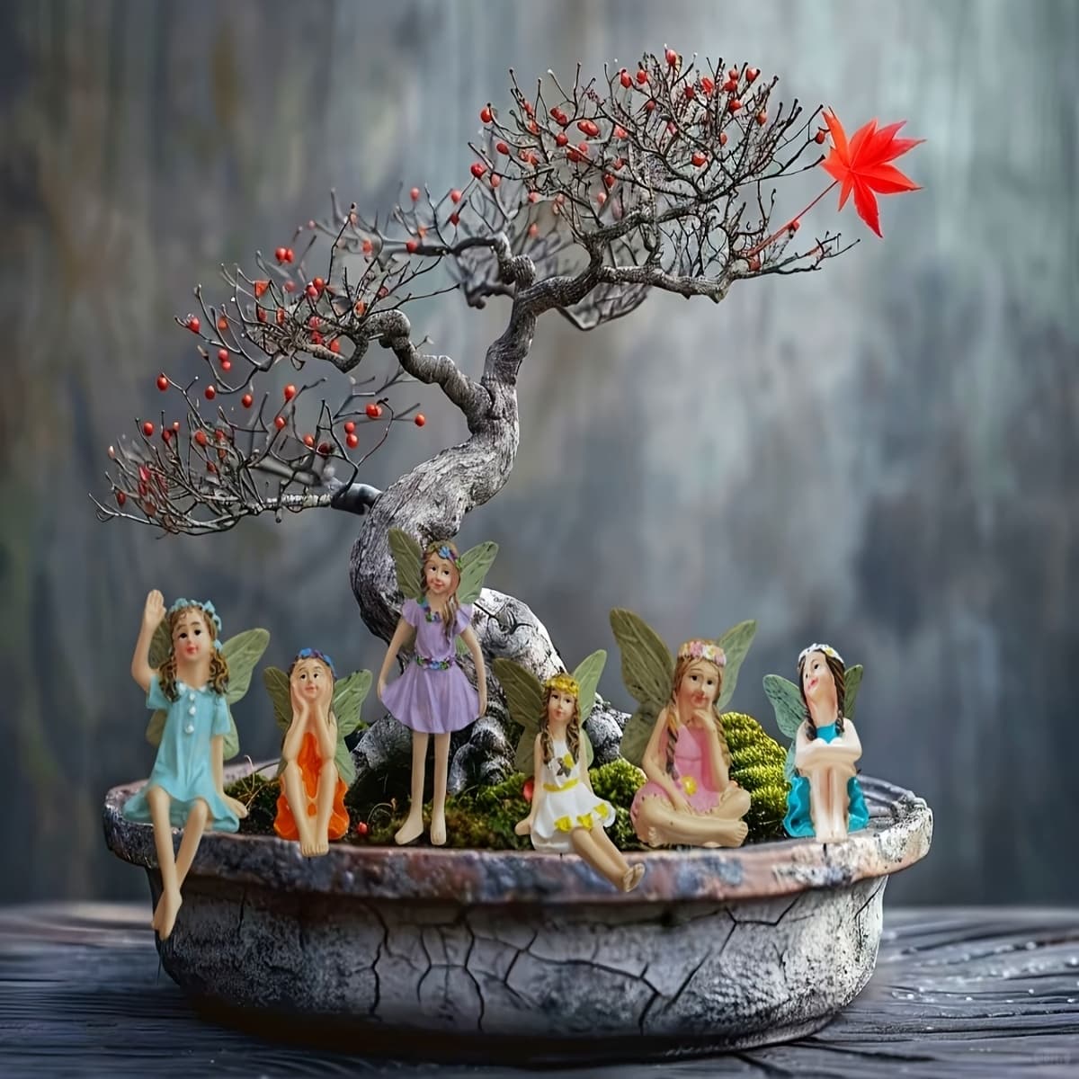TEMU 6pcs Resin Flower Fairy Statues - 5.98-inch Winged Flower Fairy Garden Pot Planter Ornament, Outdoor Bonsai Statue Garden Decoration , Valentine's Day, Wedding, Holiday Gift, Birthday Gift