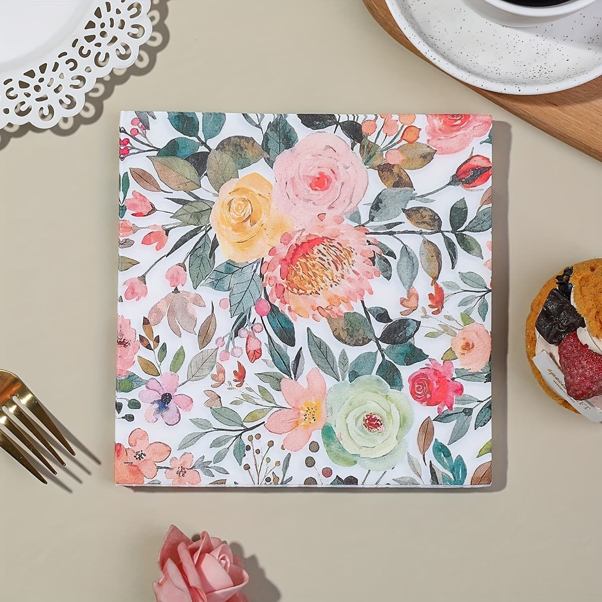TEMU Two-ply Napkins Featuring Floral And , Perfect For Family Events, Birthday Celebrations, Parties, Camping Trips, Hotels, Houses, And Decorative Uses