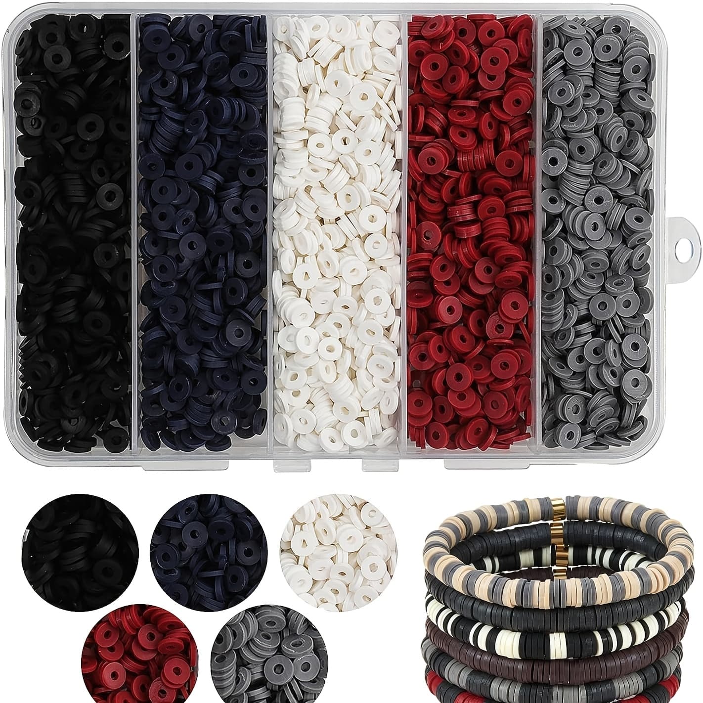 TEMU 3500pcs Pack Suitable For Handmade Crafts - Polymer Clay Beads, 6mm Round Beads Suitable For Jewelry Making, Bracelet Making, Resin, Polymer Clay - Multi-style For