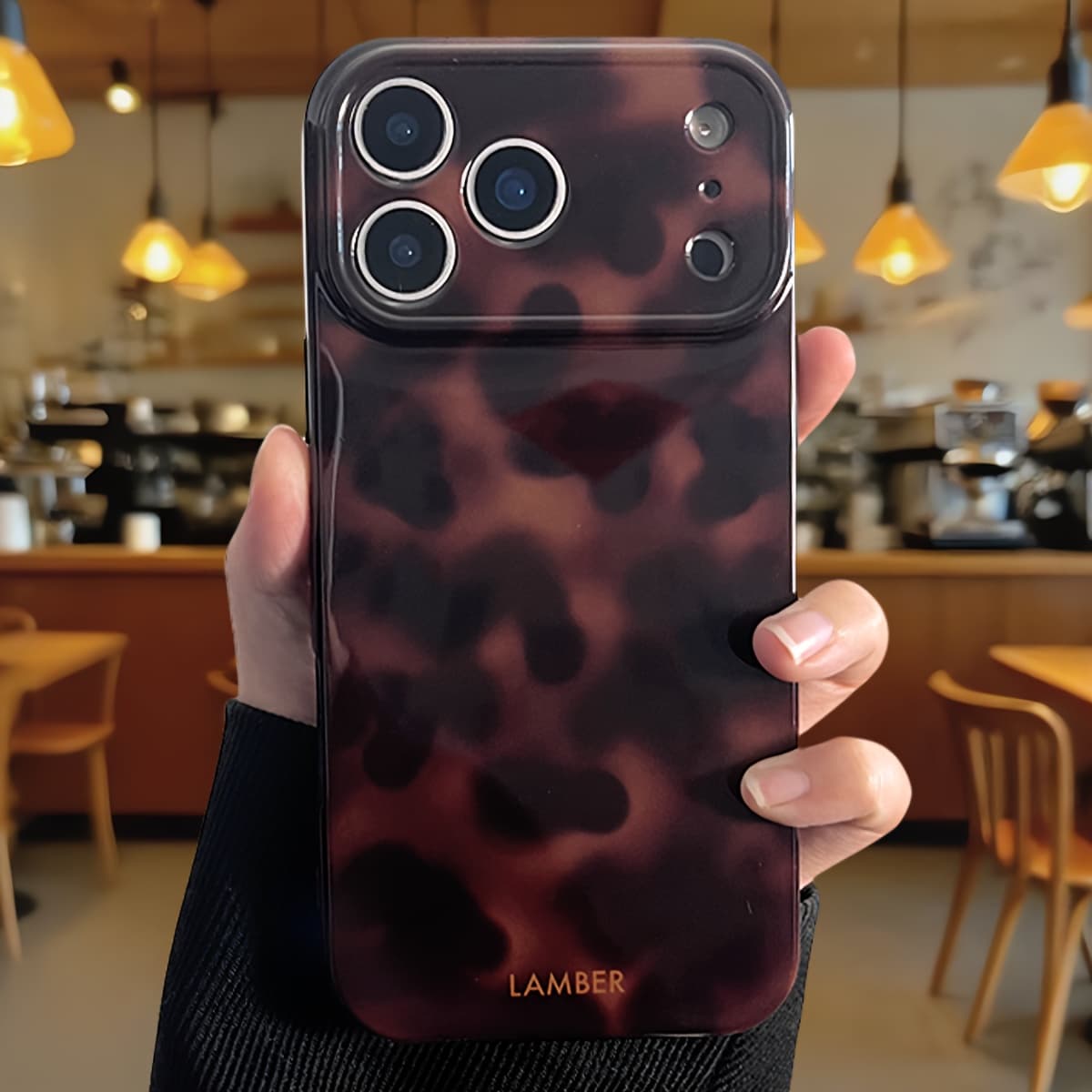 TEMU Retro Amber Leopard Print Protective Phone Case Compatible With Iphone 17 Pro 17 16 15 14 13 12 Pro Max 11 Winter Gradient Brown Shockproof Cover Shell