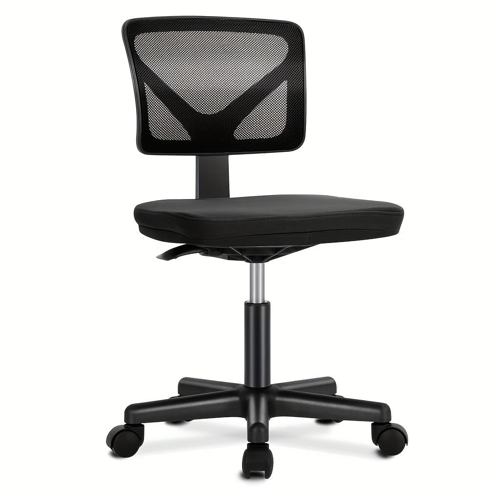 TEMU Ergonomic Office Computer Desk Chair, Armless Low-back Mesh Rolling Work Chairs, Swivel Design With Wheels, Bedroom And Seat, Home Lumbar Support, 6 Colors