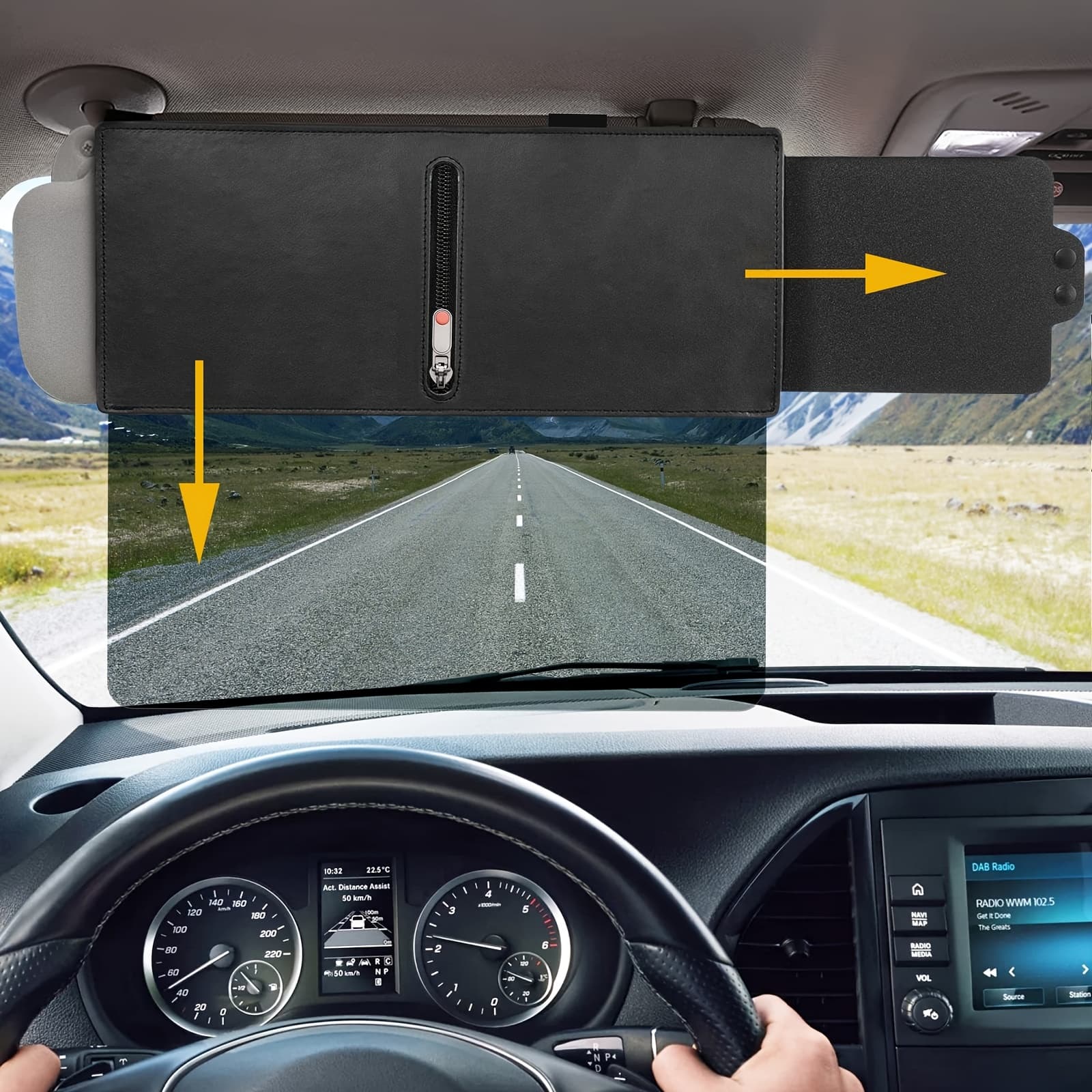 TEMU Polarized Car Sun Visor Extender | Adjustable Clip-on Design For Glare And Uv Blocking, Durable Pc Material, Fits All Vehicles, - Sun Visor For Car
