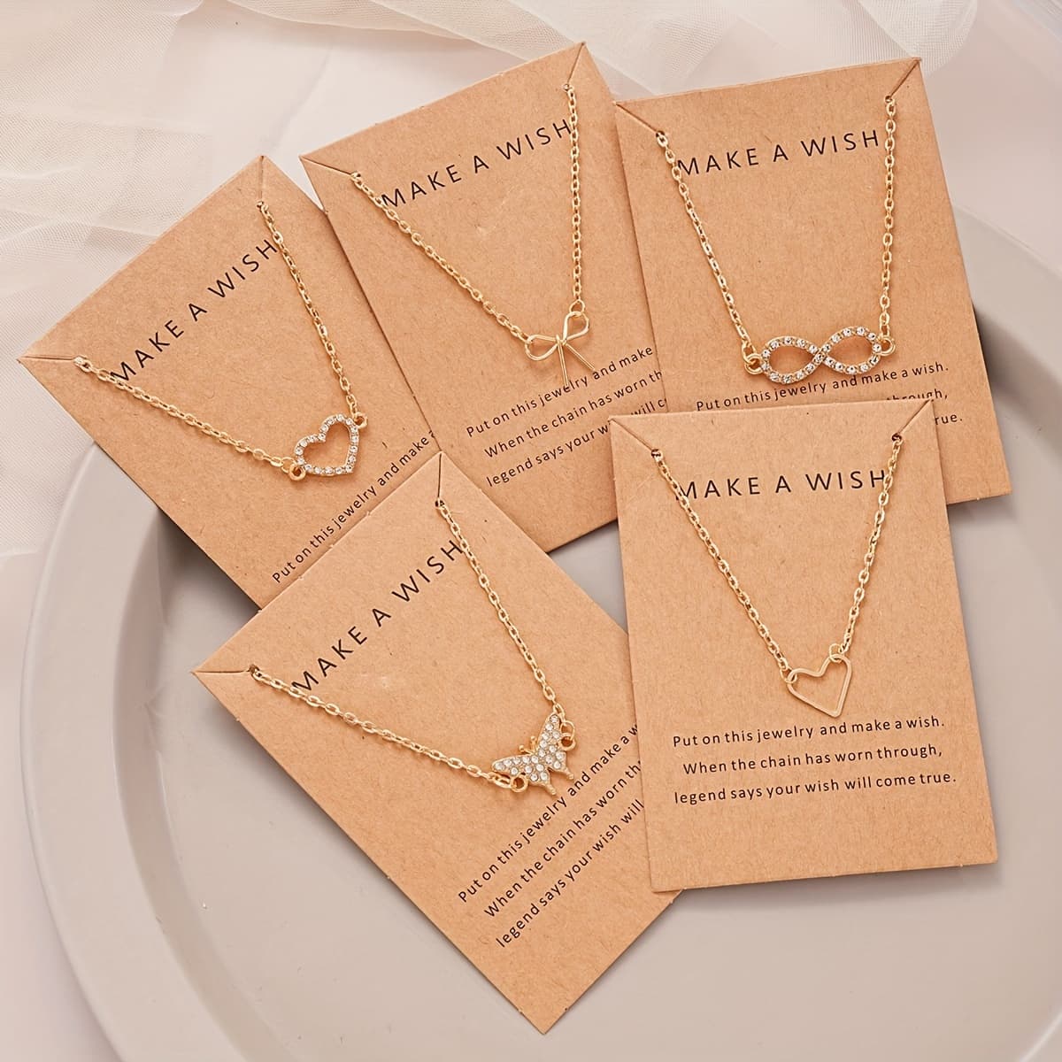 TEMU Set Of 5 Pendant Necklaces For Women - Y2k Fashion Simple And Elegant, Heart Infinity Bow Knot Designs With Accents, Alloy, Ideal For Daily Wear And Gifting, Versatile For All