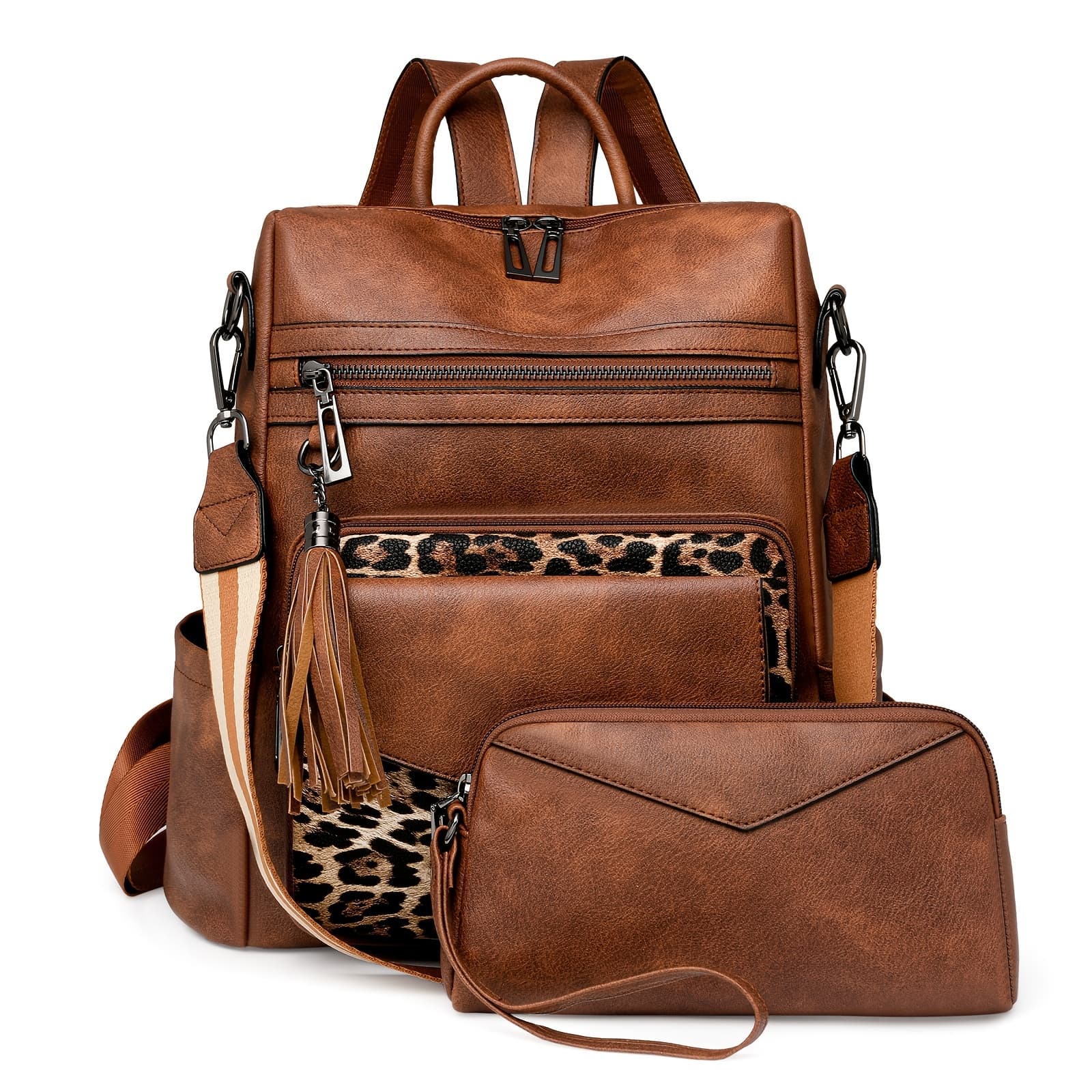 TEMU Backpack Purse For Women Fashion Tassel Ladies Shoulder Bags Designer Large Backpack Travel Bag