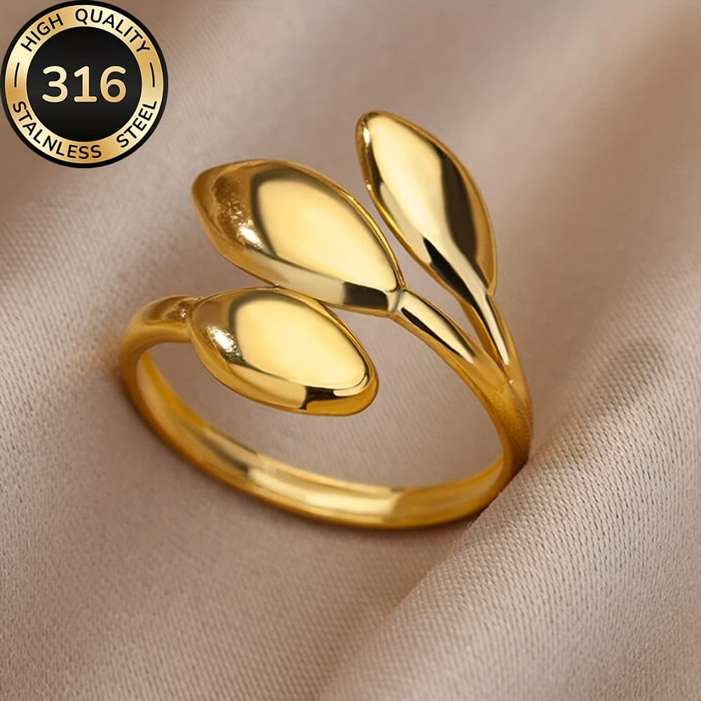 TEMU High-quality Stainless Steel Hypoallergenic Golden , Anti-fading, Easy And Elegant, Suitable For Daily Wear Or Party, Fashionable Women's Ring, Jewelry Accessory, And An Exquisite Gift For Women