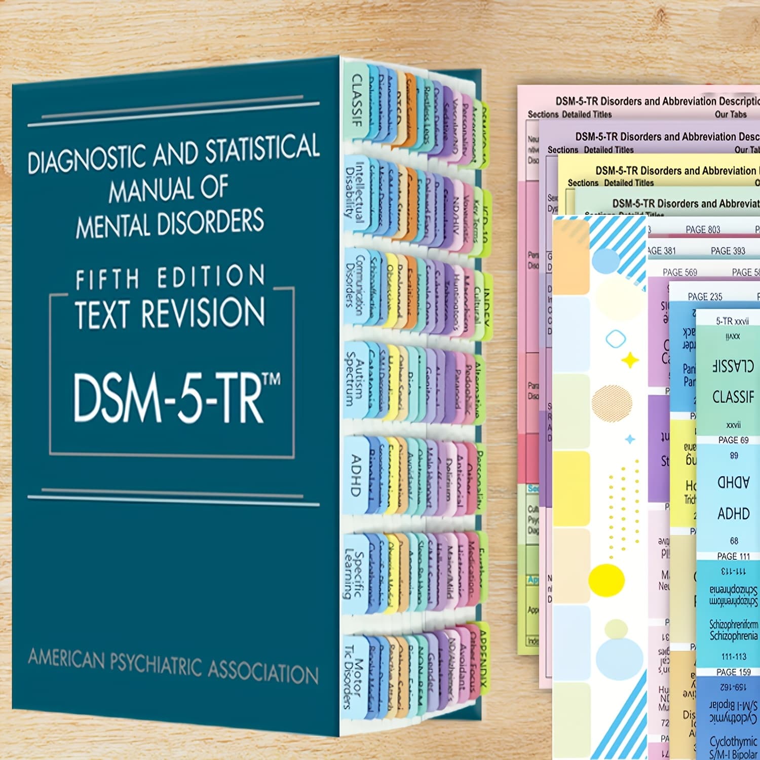 TEMU Tabs For -5-tr, Printed -v-tr Tabs With Blank Tabs, Color- Labels With Alignment Card & Abbreviation For The Diagnostic And Manual Of Mental Disorders