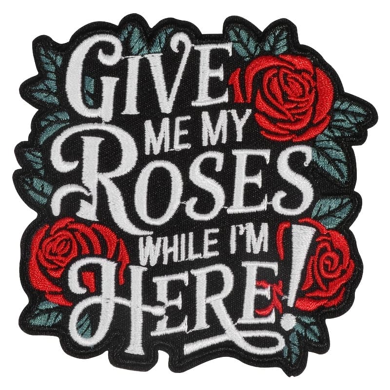 TEMU 1pc Of 'give Roses' Iron-on, 3.5-inch Embroidered Patch For Clothing, Hats, Jackets, Pants, And Coat Embellishments