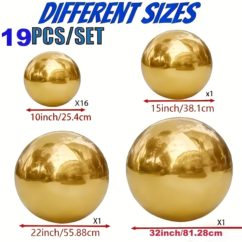 TEMU 18pcs Set, 10 Inches 15pcs, 15 Inches 1pc, 22 Inches 1pc, 32 Inches 1pc, Suitable For Christmas, Wedding, Birthday, , Garden Party Balloons, Holiday Decoration