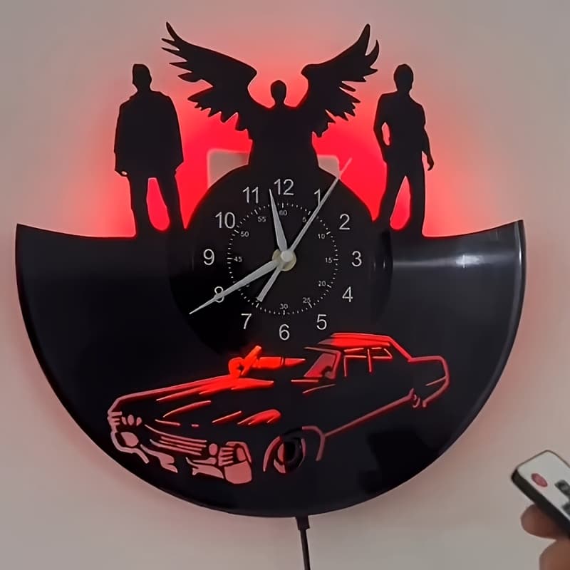 TEMU Led Vinyl Wall Clock Super Handmade Clock 12 Inch Vinyl Clock 3d Hanging Led Wall Art Decor With Remote Controller For Living Room Bedroom Office Best Christmas Original Gift For Men Women