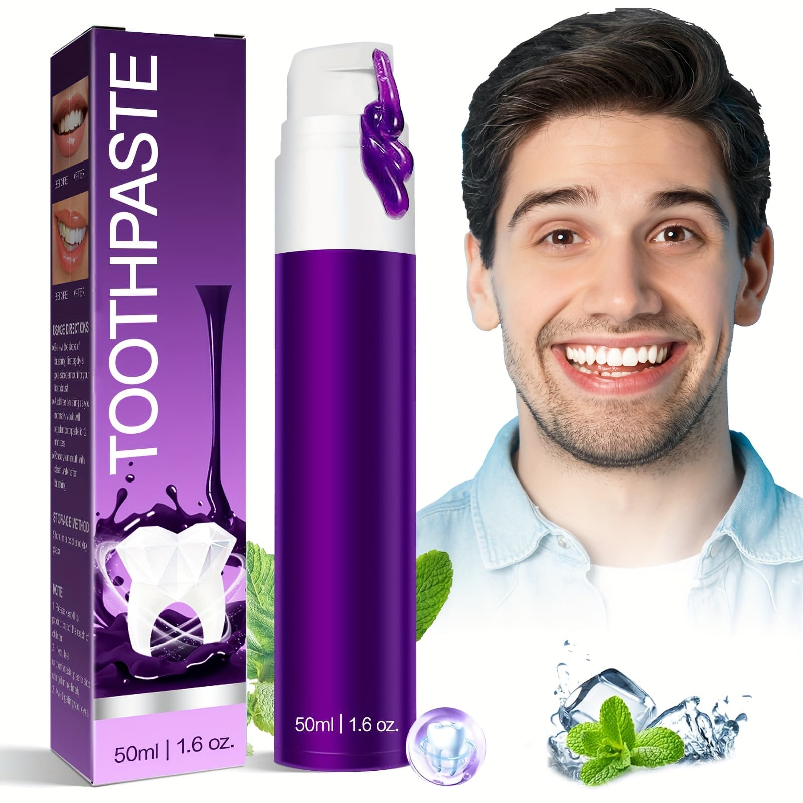 TEMU 1pc Grape Color Toothpasteexperience Of For A Smile And Whiter Teeth (1.6fl.oz/50ml)