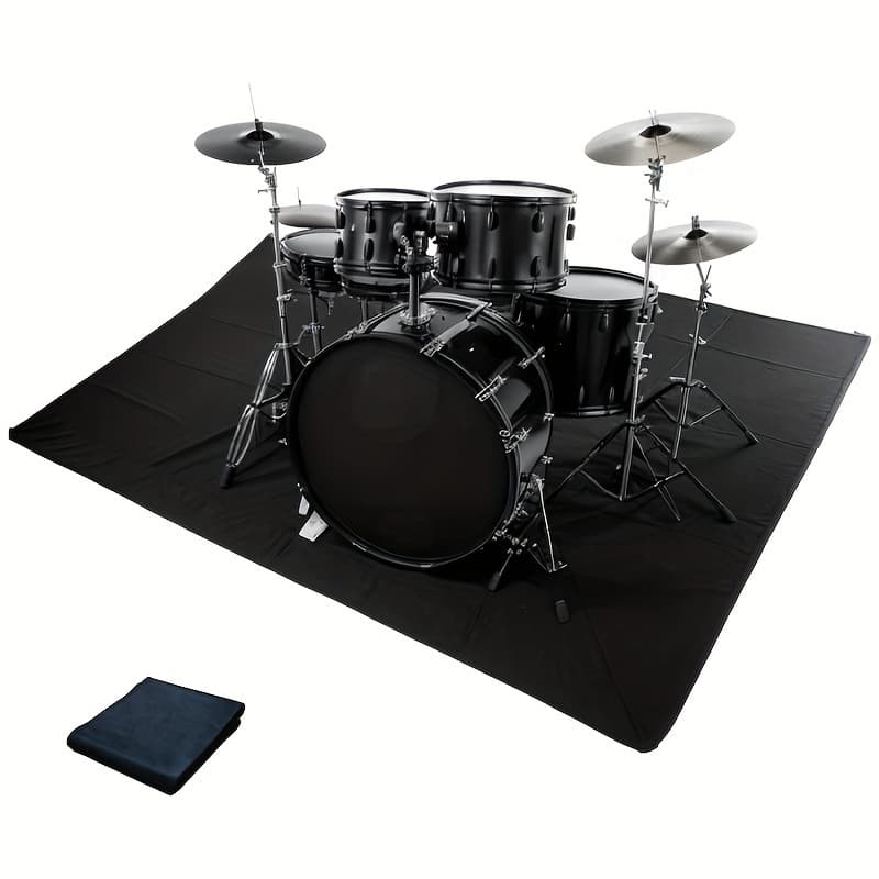 TEMU Drum Mats Featuring A Non-slip Base (4x5.3 Feet), Suitable For Jazz And Electronic Drum Kits, Make A . Drum Additions Measure 47 By 63 Inches And Come In Black, Designed To For Noise