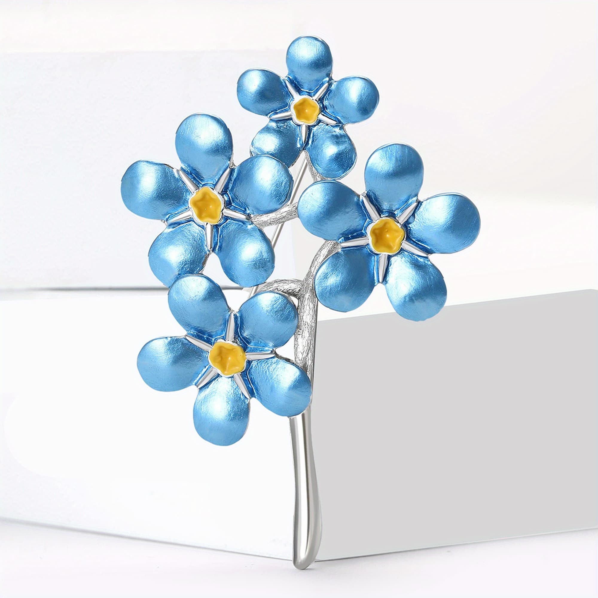 TEMU Luxurious -me-not Blue Flower Brooch, Unisex Plant Pin Suitable For Women, Used As A Necklace, Badge, Casual, Office, Party, Valentine's Day, , Gift, Jewelry Accessory