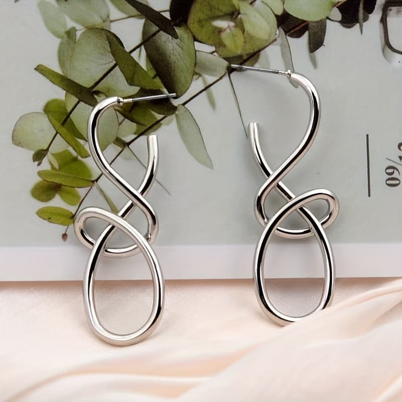 TEMU 1 Pair 925 Silver Earrings For Women Tone Hoops, Alternative Personality Exaggerated Hoop Earrings For Daily Wear & Special Occasions, Versatile Accessories, Vintage Earrings, Fashion Accessories