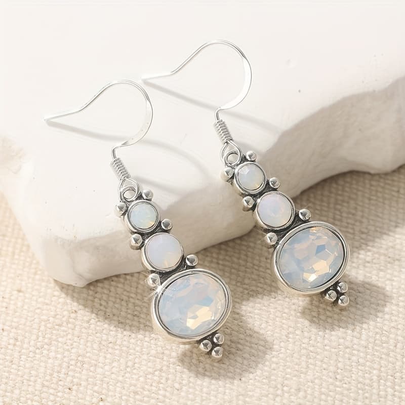 TEMU Women's Hypoallergenic Elegant Synthetic Long Dangle Earrings, Vintage Boho Style For Daily Wear & Banquets, Banquet Jewelry
