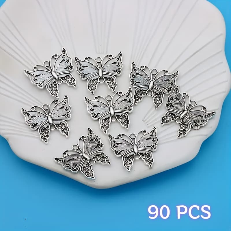 TEMU 90pcs Retro Hollow Charm Pendant - Alloy Small Business Supplies For Making Necklace/earrings