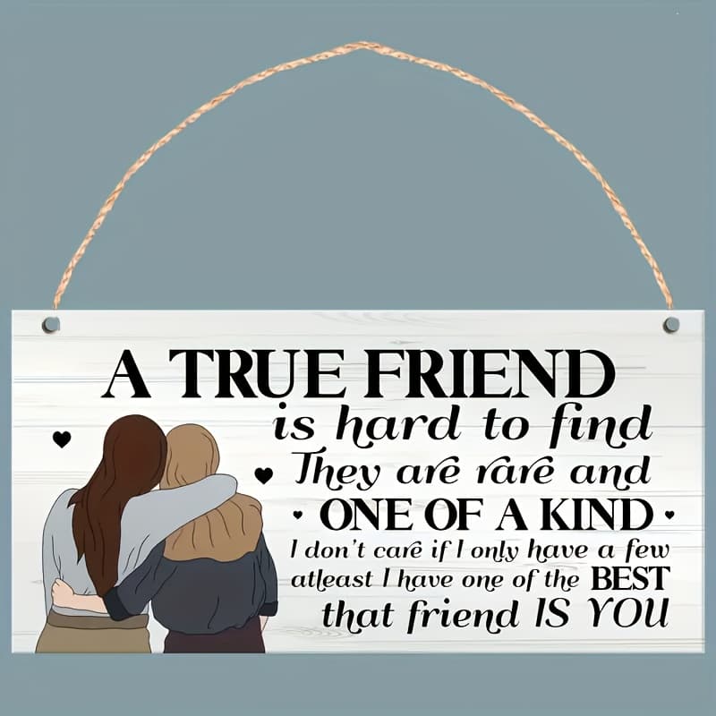 TEMU Handcrafted Wooden Friendship Wall Art With Quote - "a Is " - Rustic Home Decor, Perfect Gift For , Includes Hanging Rope, Friendship Gifts