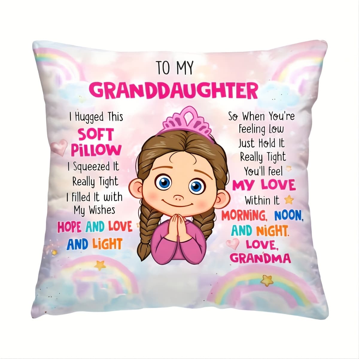 TEMU Perfect Granddaughter Gift - 18x18" -themed Throw Pillow Cover, Feel My Love, Morning, & Night Greetings - Cozy Polyester For Living Room Sofa Decor
