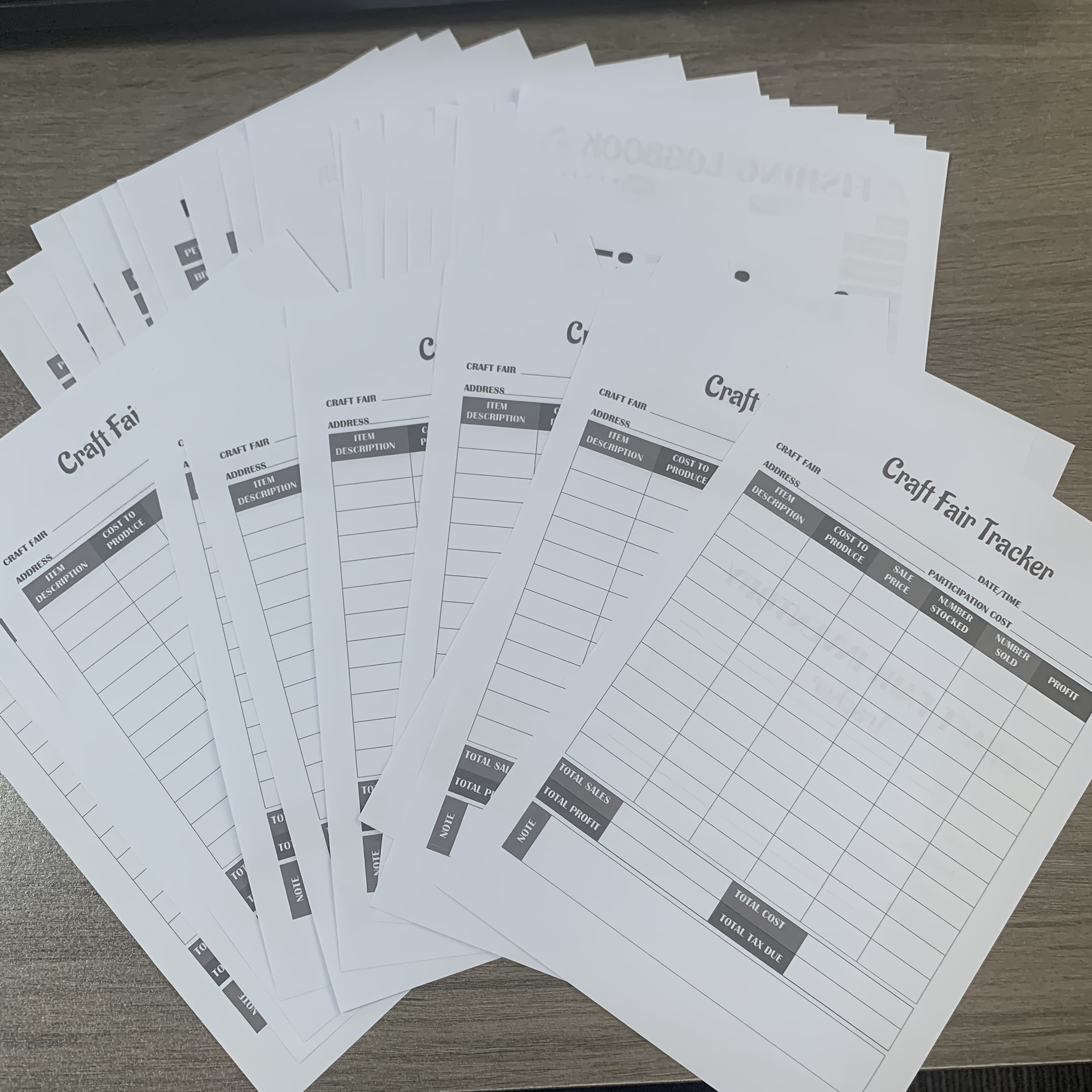 TEMU Craft Fair Inventory : Craft Fair Log With Address And Participation Cost | Item Description And Number | Profit For Vendors