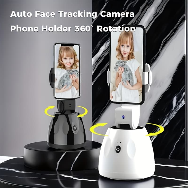 TEMU Ai Phone Mount, Required, Automatic Face Tracking Gimbal Mount, 360° Rotating Camera, Desktop Tracking, Silent Anti-shake Design, Suitable For Iphone And Phones, With A 1/4-inch Screw Hole At