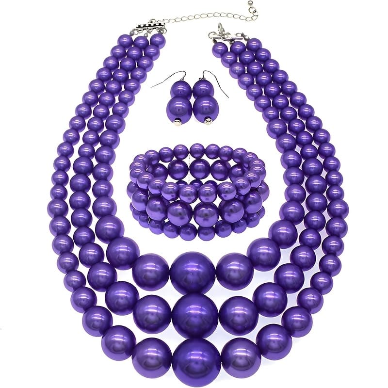 TEMU Women's Bracelets Necklace' Jewelry Set Large Big Necklace And Earring Set Multi Strand Necklace Costume Jewelry Chunky Necklaces For Women