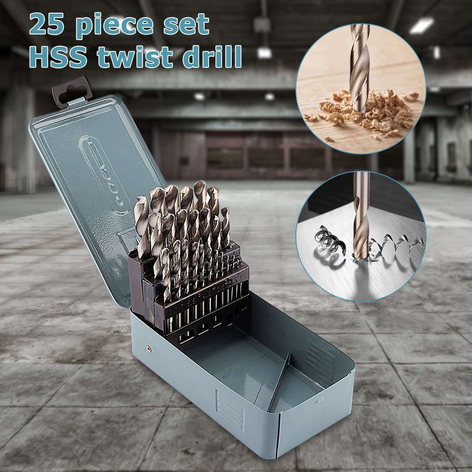 TEMU 25pcs Hss Cobalt Drill Bit Set, 1-13mm Metric Sizes, With End, Conventional Spiral Flute, Kickstand Shank Type For Metal And Woodworking