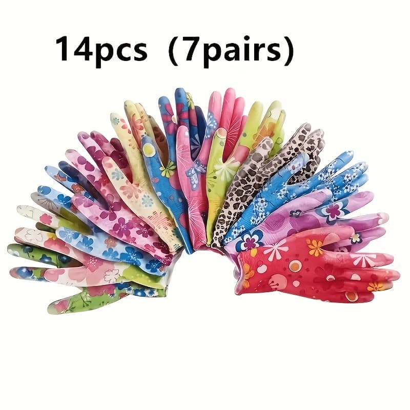 TEMU 10/14pcs Of Outdoor Nylon Gloves, Gloves, Women's Gloves, Printed Gloves, Gloves, Random Colors