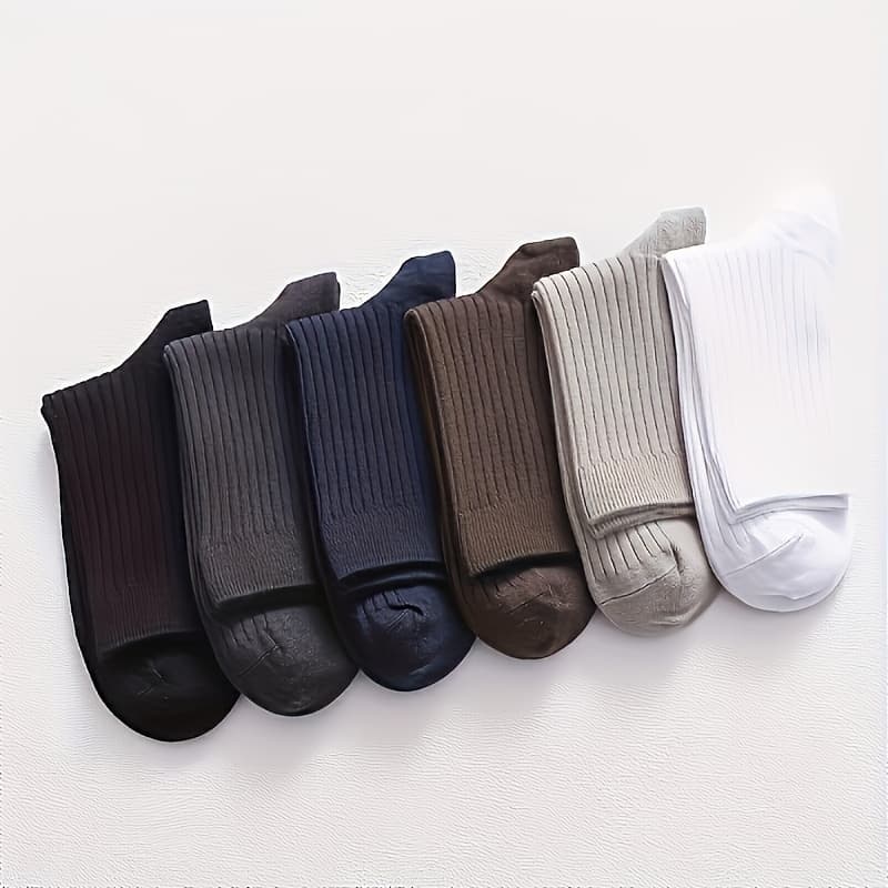 TEMU 6 Pairs Of Men' Color Crew Socks, Breathable Sweat-absorbent Socks Suitable For All , Business Socks, Athletic Socks, Men's Socks, Women's Socks