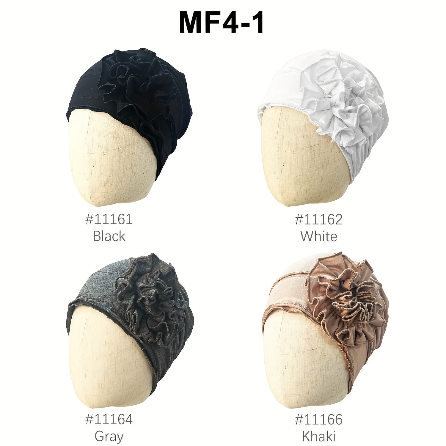 TEMU 4 Pcs Women Turban Flower Caps Chemo Headwear Headwear For Women Elastic Headwrap Hat Soft Beanie