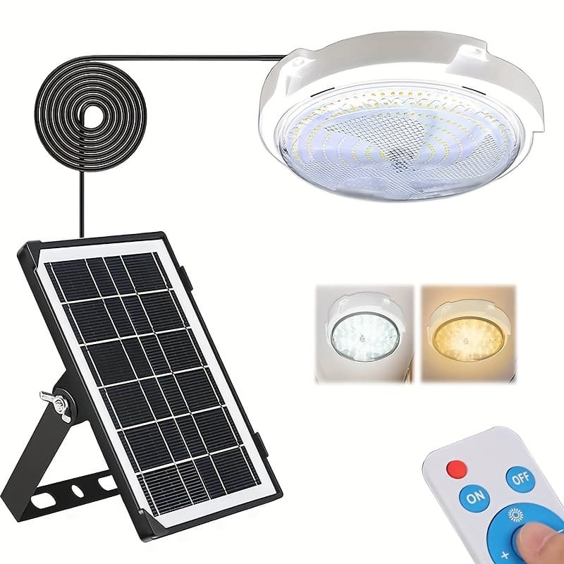 TEMU Solar Double-head Led Chandelier - 100w Outdoor & Indoor Lighting For Garden Porch Balcony - For Smart Home Enabled With Remote Control