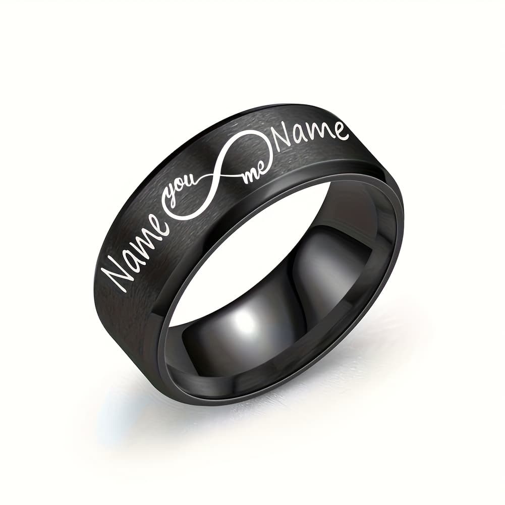 TEMU Personalized Initial Ring, Custom Engraved Couple Names Promise Wedding Band, Suitable For , Valentine's Anniversary Jewelry, Valentine's Day Gift For Boyfriend Girlfriend Wife Husband