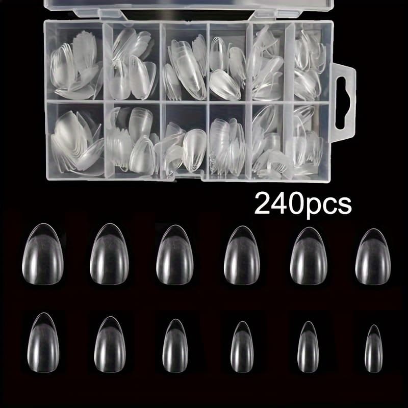 TEMU 240pcs Xxs Short Matte Transparent Soft Gel Nail Tips - Easy-to-apply False Nails For Quick Nail Extensions - Ideal Manicure Tool For Diy Nail Art Enthusiasts